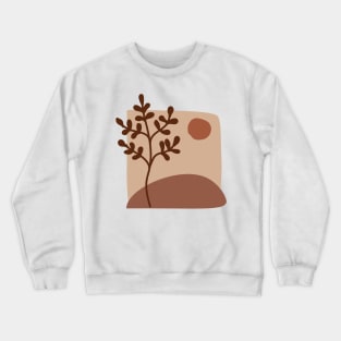 Modern Minimalist Simple Abstract Pastel Pink  Brown Leaf Art Crewneck Sweatshirt